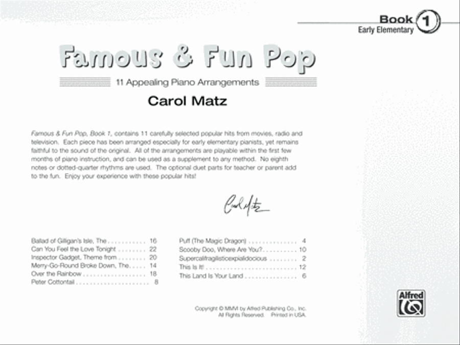 Famous & Fun Pop, Book 1 Piano Method scores gallery preview page 2