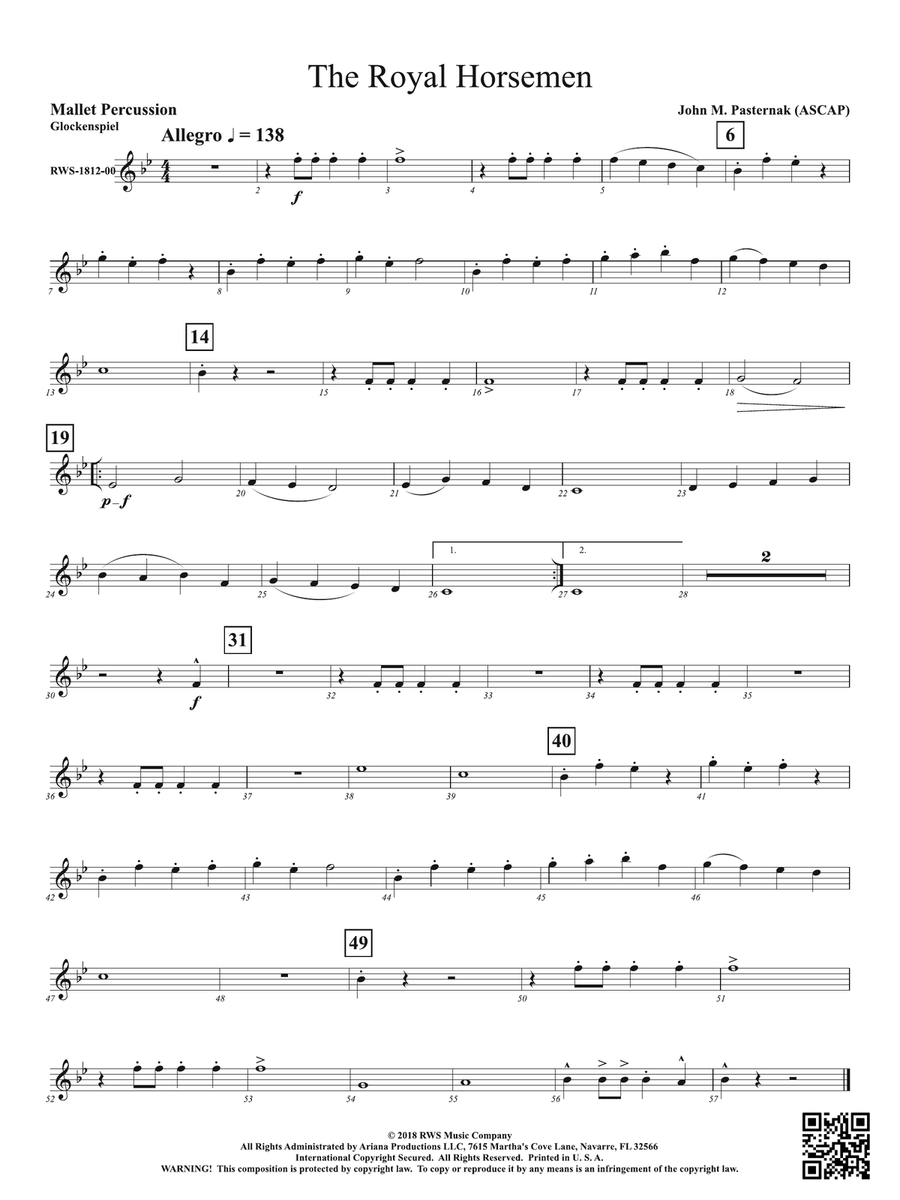 The Royal Horsemen: 1st Mallet Percussion Percussion scores gallery preview page 1
