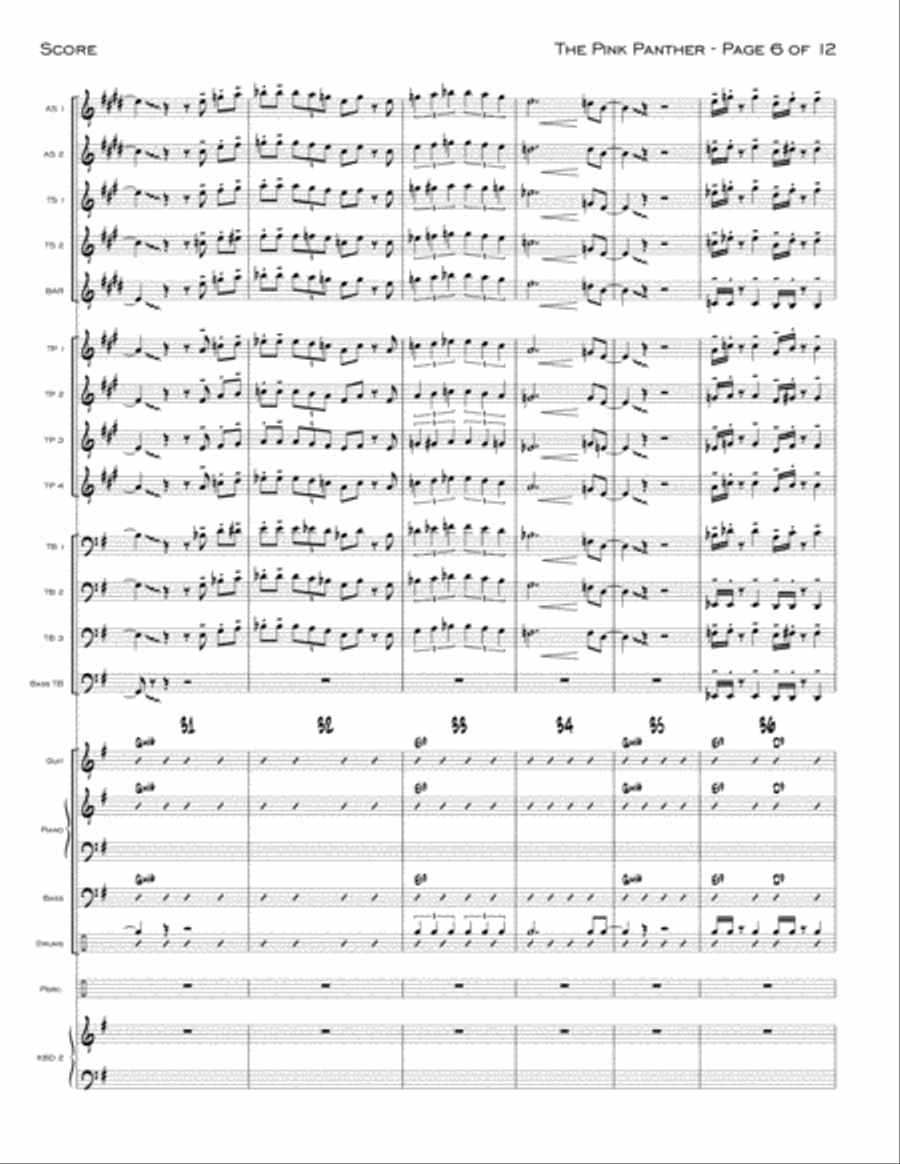 The Pink Panther from THE PINK PANTHER Jazz Ensemble scores gallery preview page 6