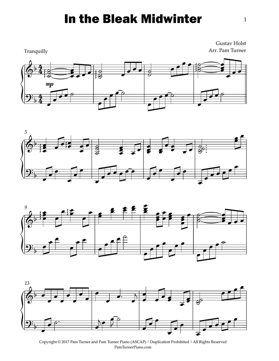 In the Bleak Midwinter (Intermediate Piano Solo) Piano Solo scores gallery preview page 3