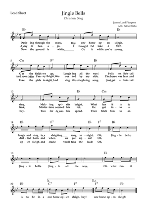 Jingle Bells (Christmas Song) Lead Sheet in Bb Major