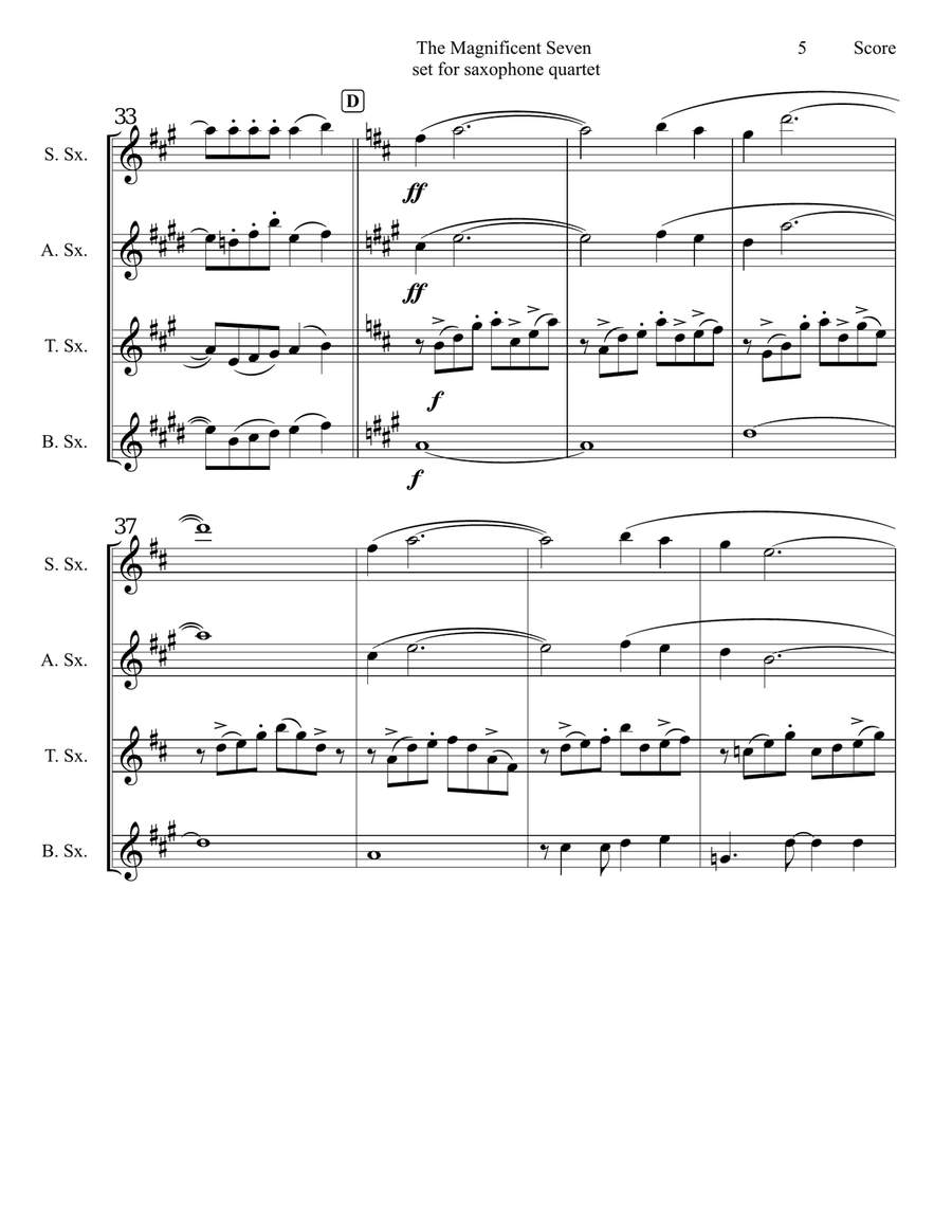 The Magnificent Seven The Magnificent Seven Saxophone Quartet scores gallery preview page 6