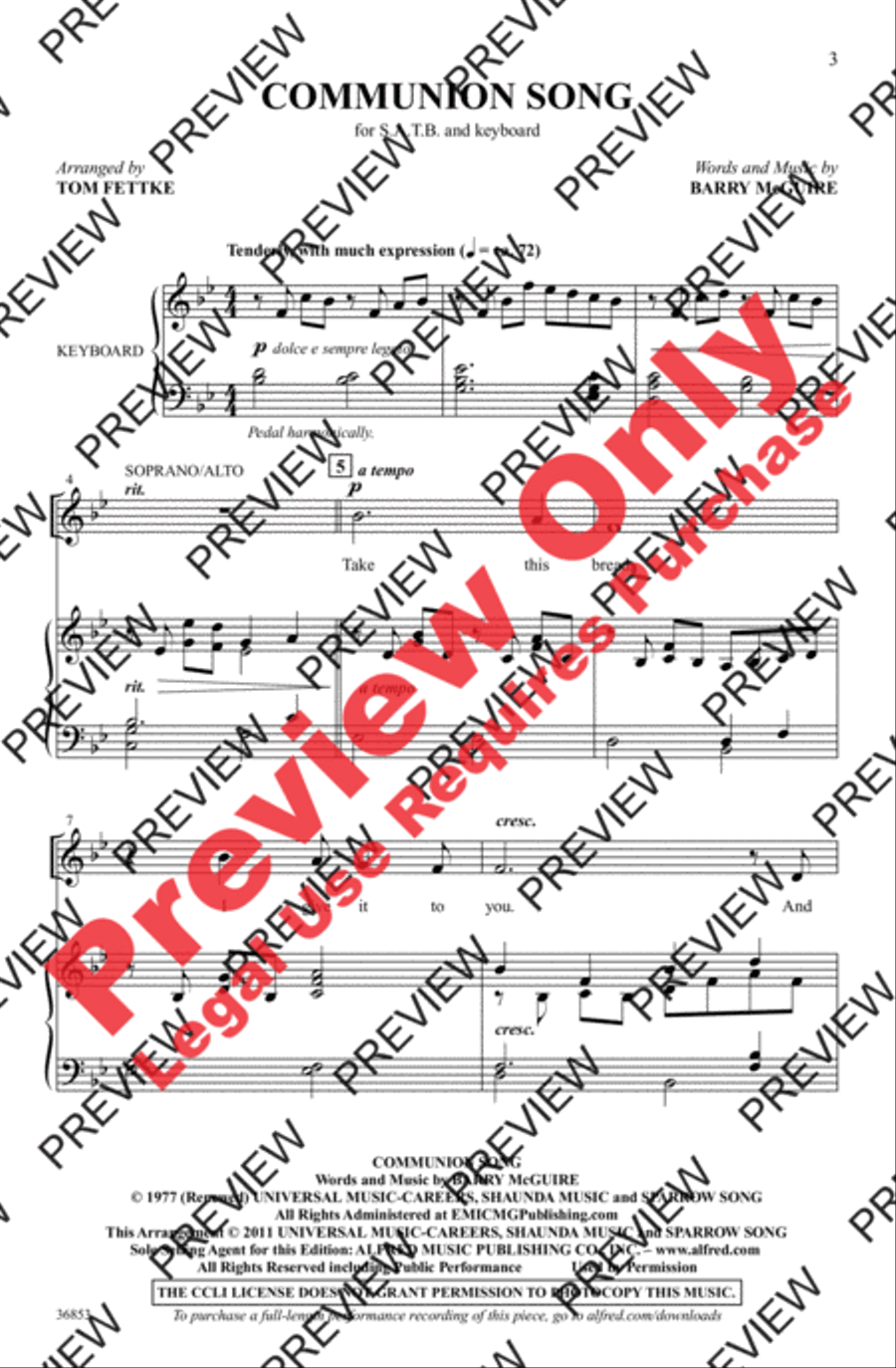 Communion Song Communion Song 4-Part scores gallery preview page 3