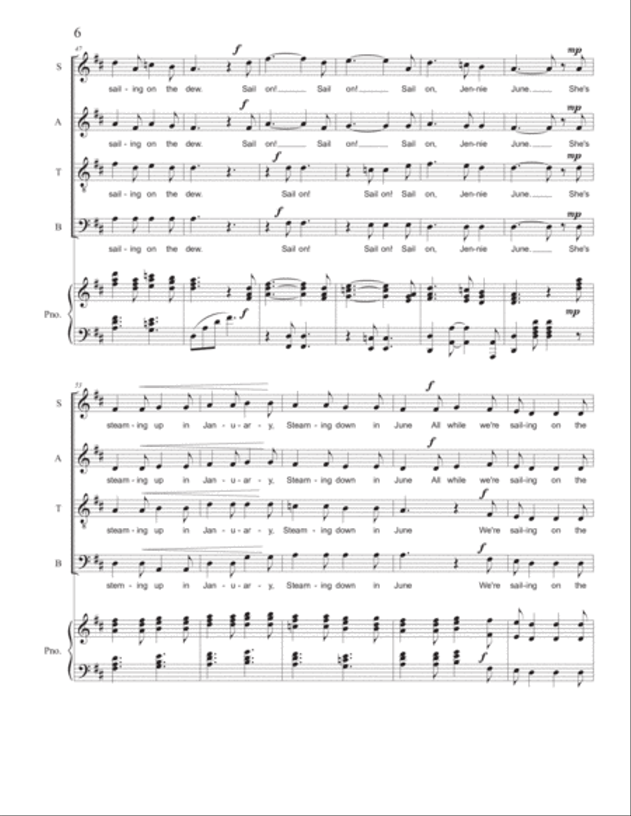 Sailing on the Dew [SATB] 4-Part scores gallery preview page 6