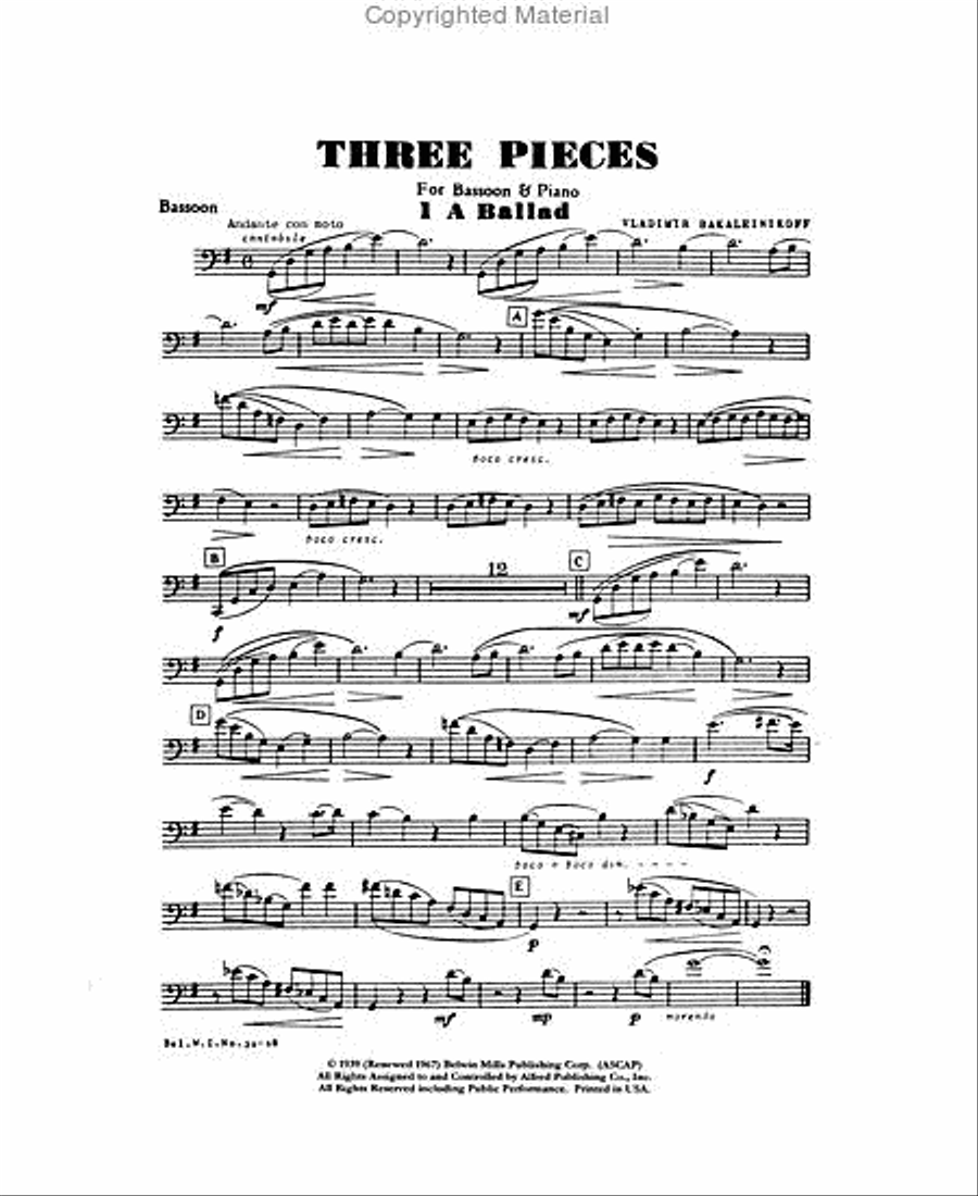 Three Pieces (Ballad, Humoresque, March Eccentric)