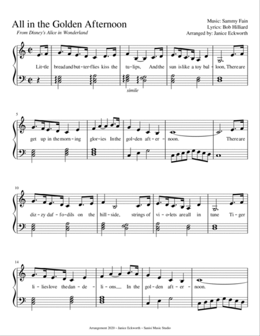 All In The Golden Afternoon Harp scores gallery preview page 3