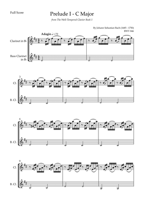 Prelude 1 in C Major BWV 846 (from Well-Tempered Clavier Book 1) for Clarinet in Bb & Bass Clarinet