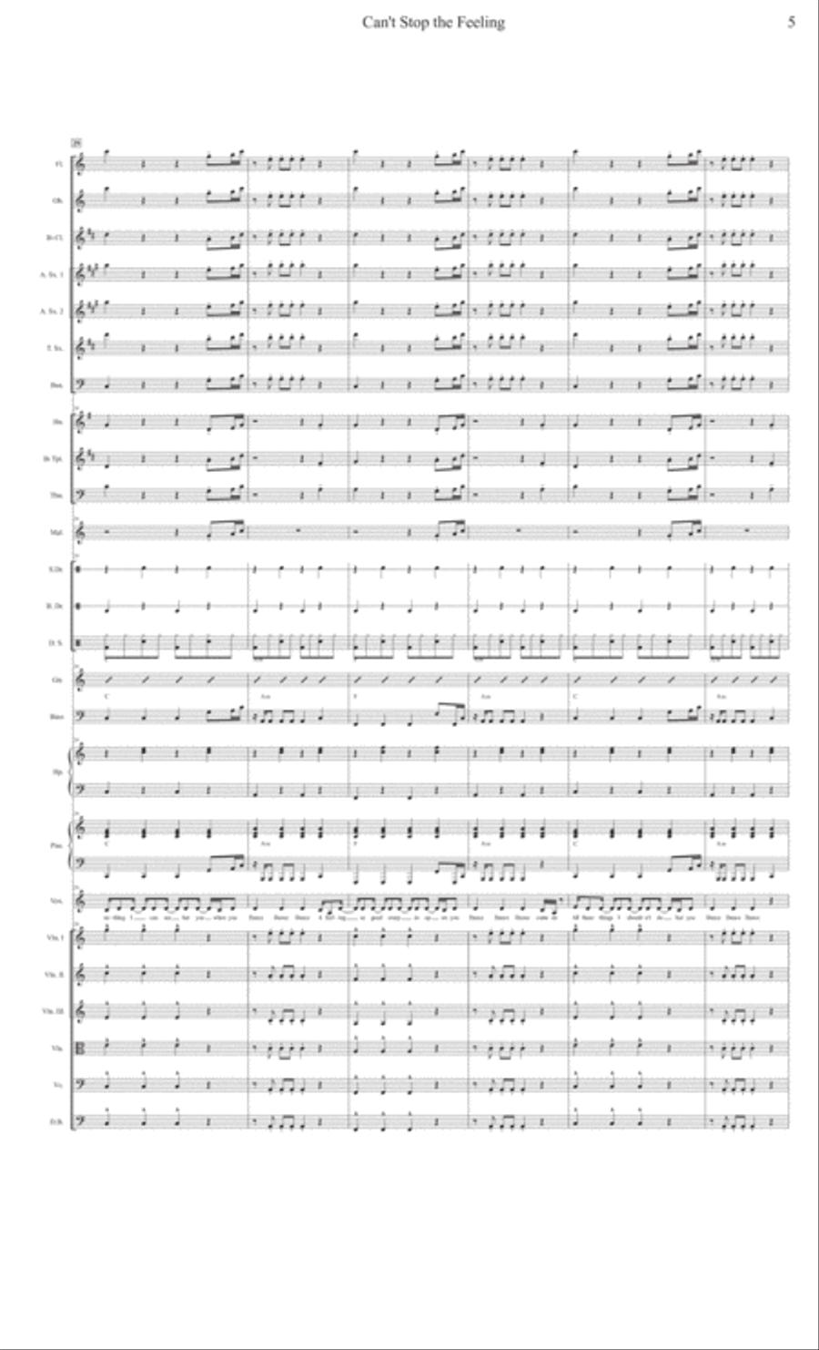 Can't Stop The Feeling from TROLLS Choir scores gallery preview page 5