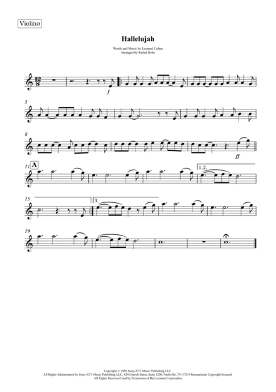 Hallelujah Violin Solo scores gallery preview page 2