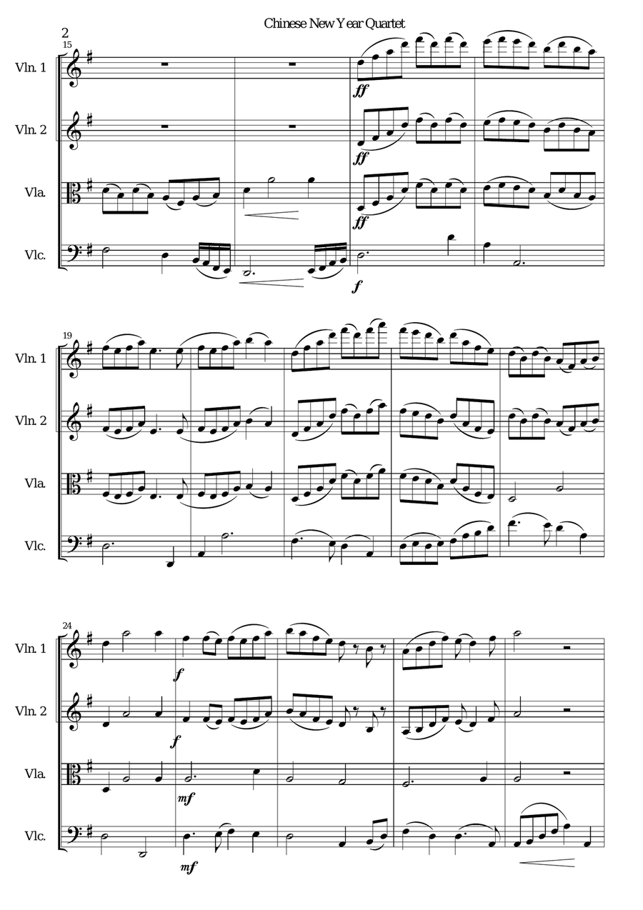 Chinese new year celebration for string quartet String Quartet scores gallery preview page 2