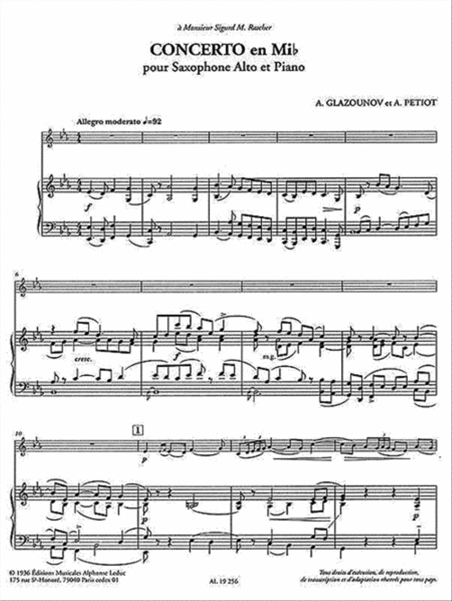 Saxophone Concerto Op. 109 in E Flat Alto Saxophone scores gallery preview page 2
