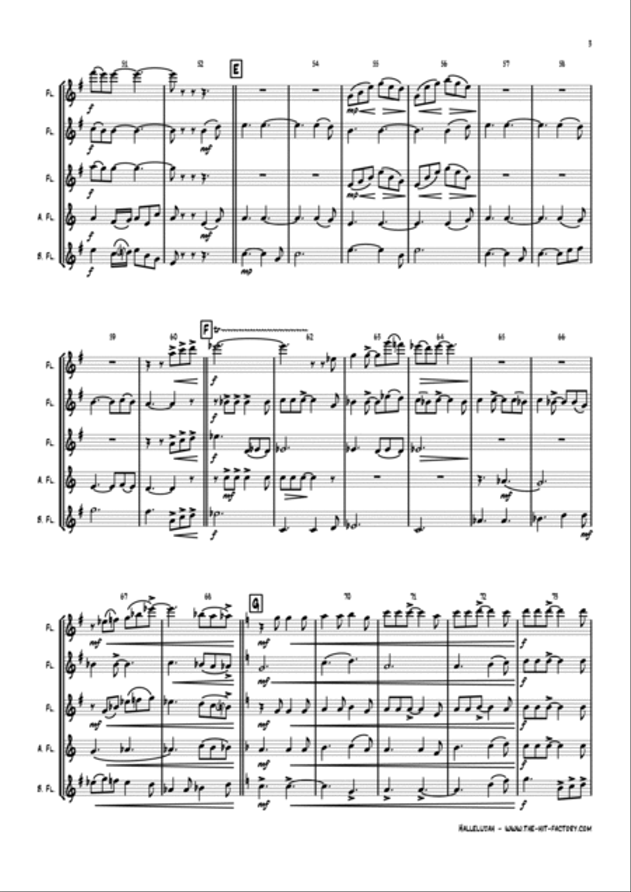 Hallelujah Woodwind Quintet scores gallery preview page 3