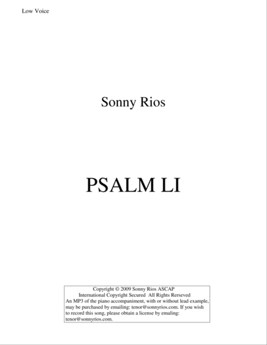 PSALM LI Low Voice scores gallery preview page 1