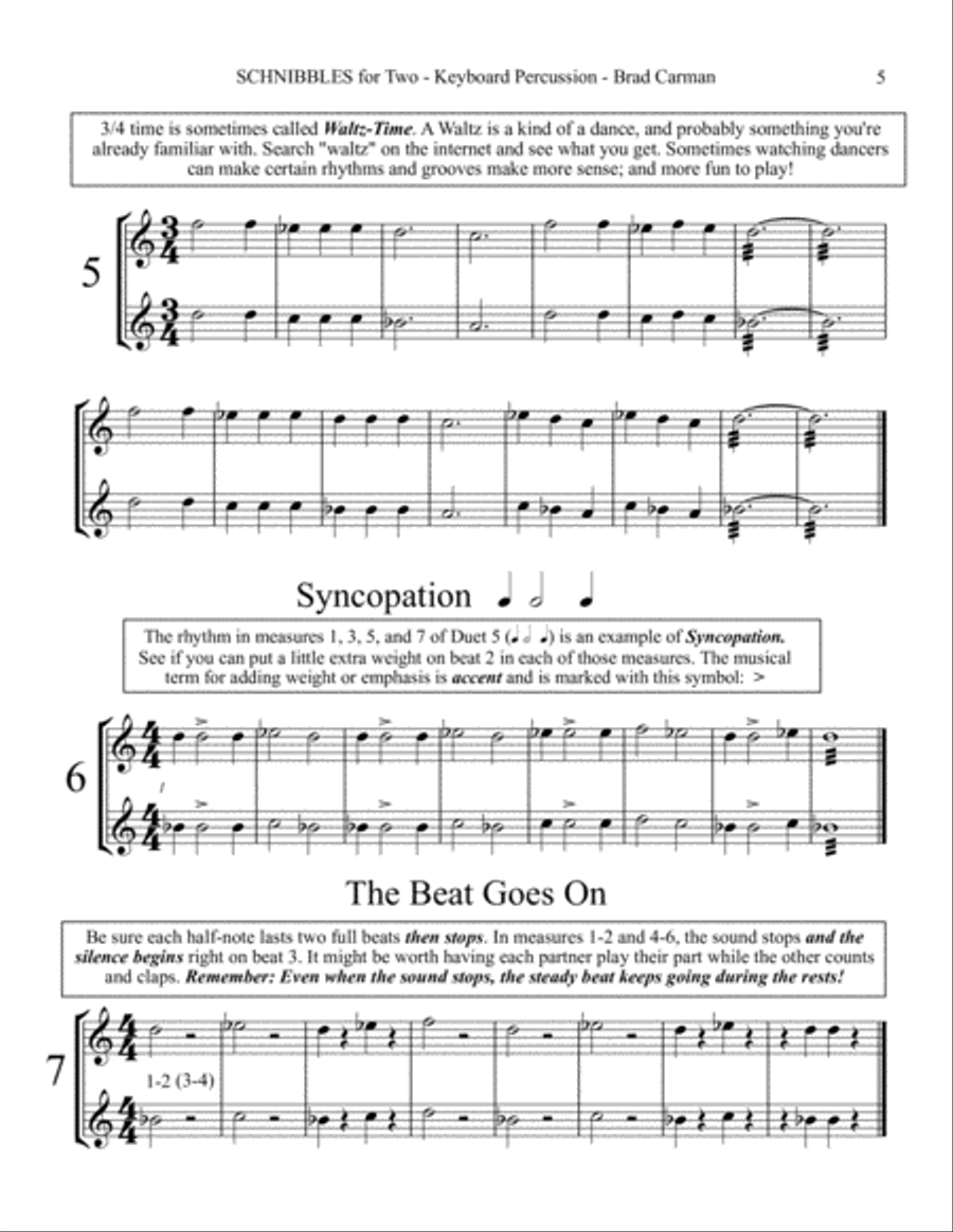 SCHNIBBLES for Two: 101 Easy Practice Duets for Band: KEYBOARD PERCUSSION Concert Band scores gallery preview page 6