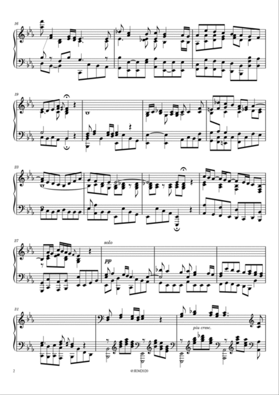 J.S. Bach, Aria 'Schlummert ein, ihr matten Augen, BWV 82, arrangment / transcription for piano by J Piano Solo scores gallery preview page 2
