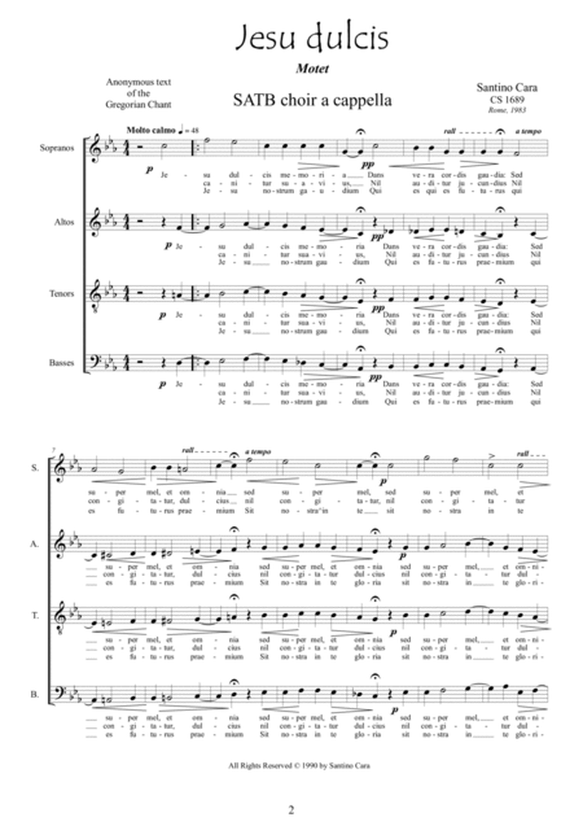 Jesu dulcis - Motet for SATB choir a cappella image number null