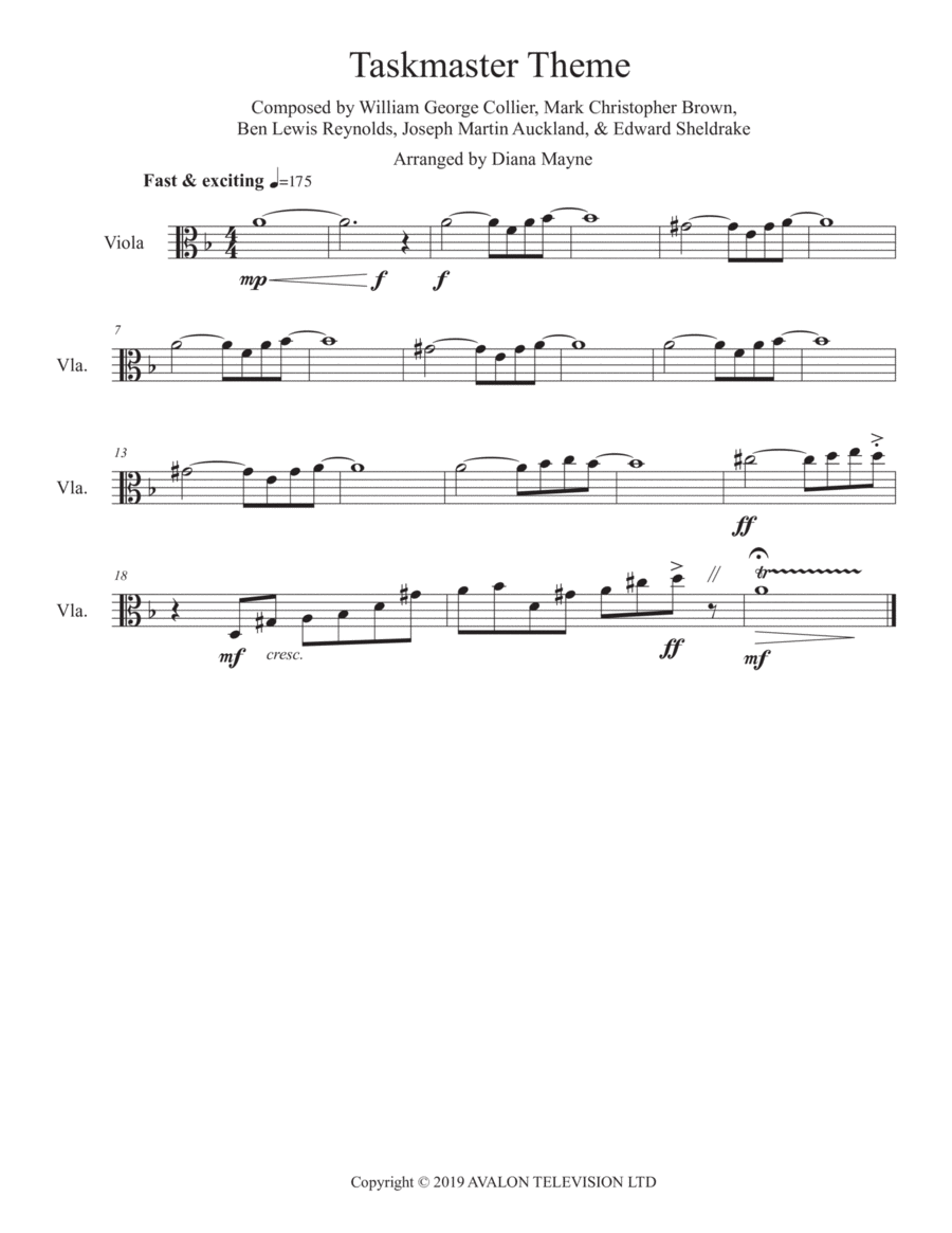 Taskmaster Theme Viola Solo scores gallery preview page 1