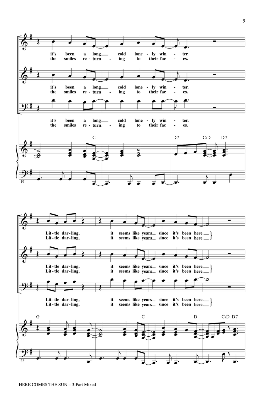 Here Comes The Sun (arr. Mac Huff) 3-Part scores gallery preview page 3