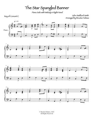 Star Spangled Banner for Solo Piano (Easy) Key of C