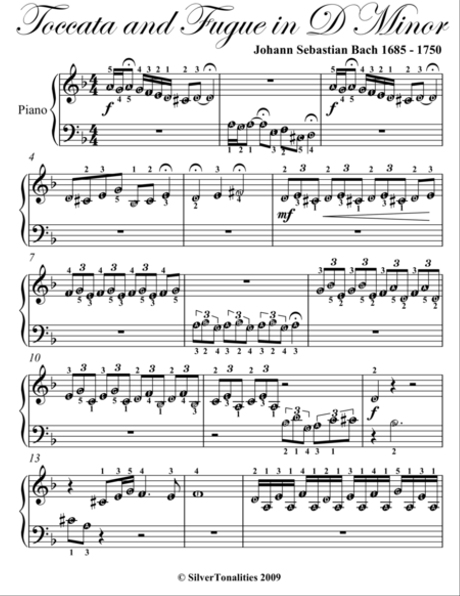 Toccata and Fugue in D Minor Beginner Piano Sheet Music Easy Piano scores gallery preview page 2