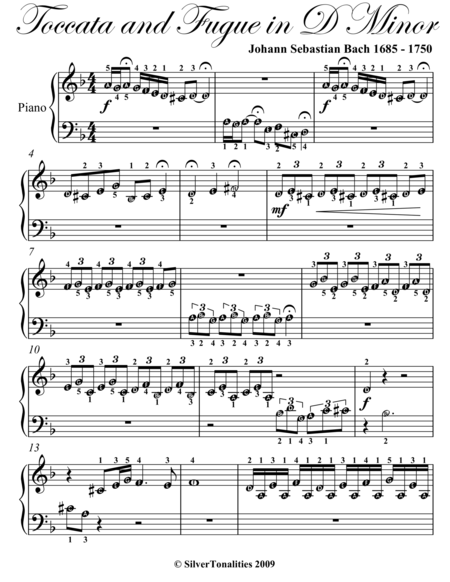 Toccata and Fugue in D Minor Beginner Piano Sheet Music
