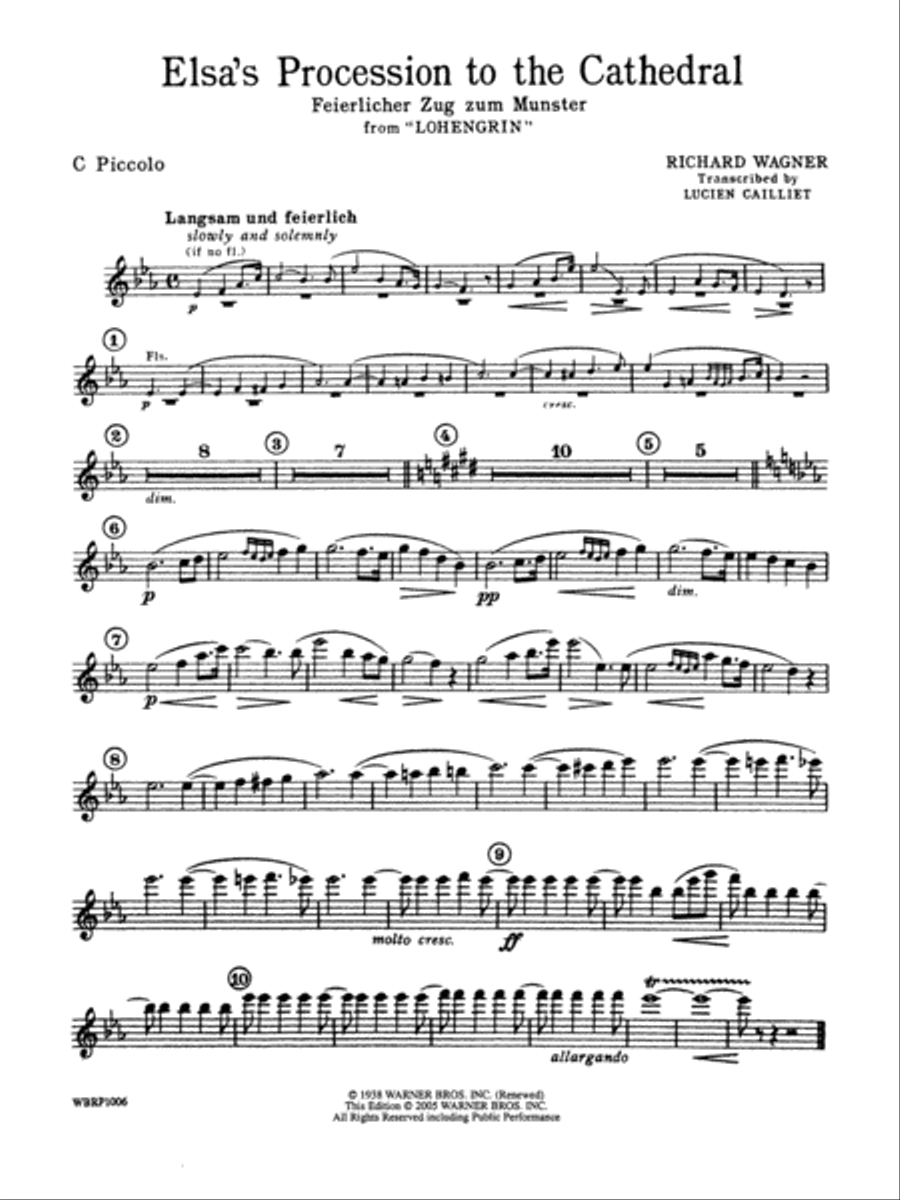 Elsa's Procession to the Cathedral: Piccolo Concert Band scores gallery preview page 1