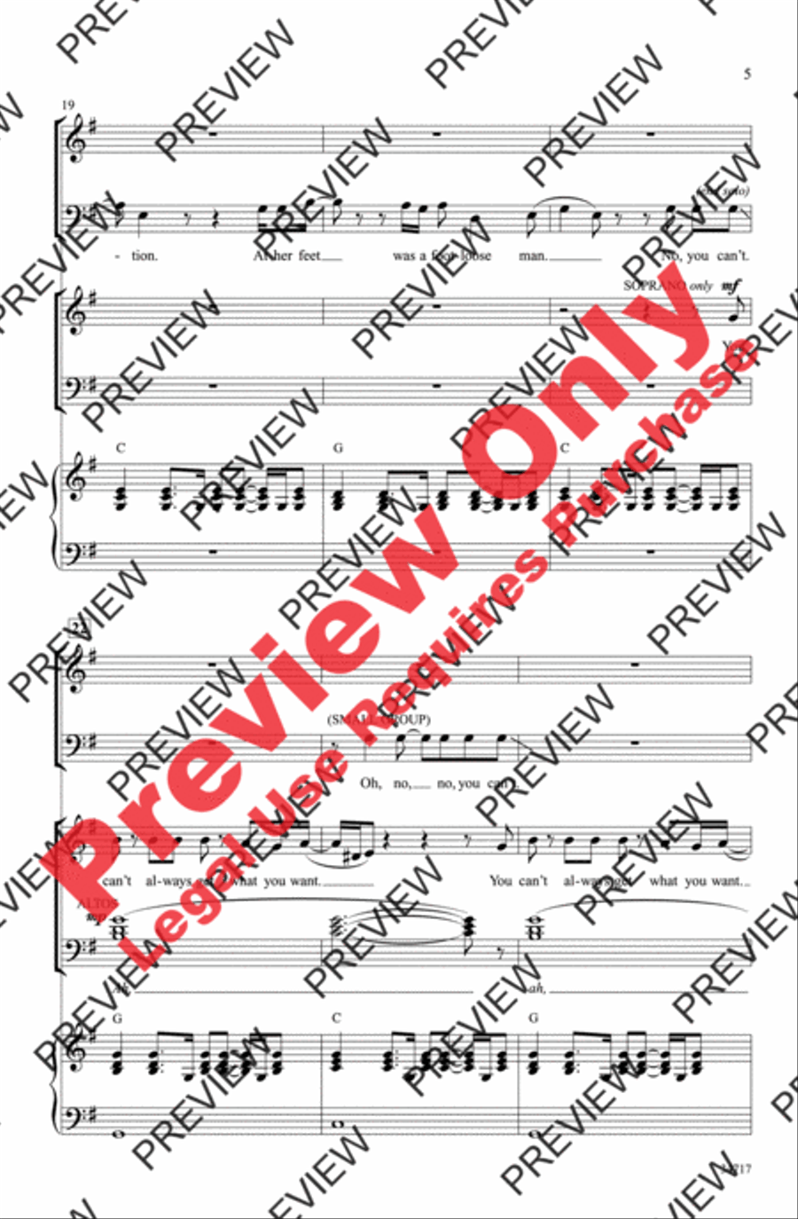 You Can't Always Get What You Want 4-Part scores gallery preview page 5