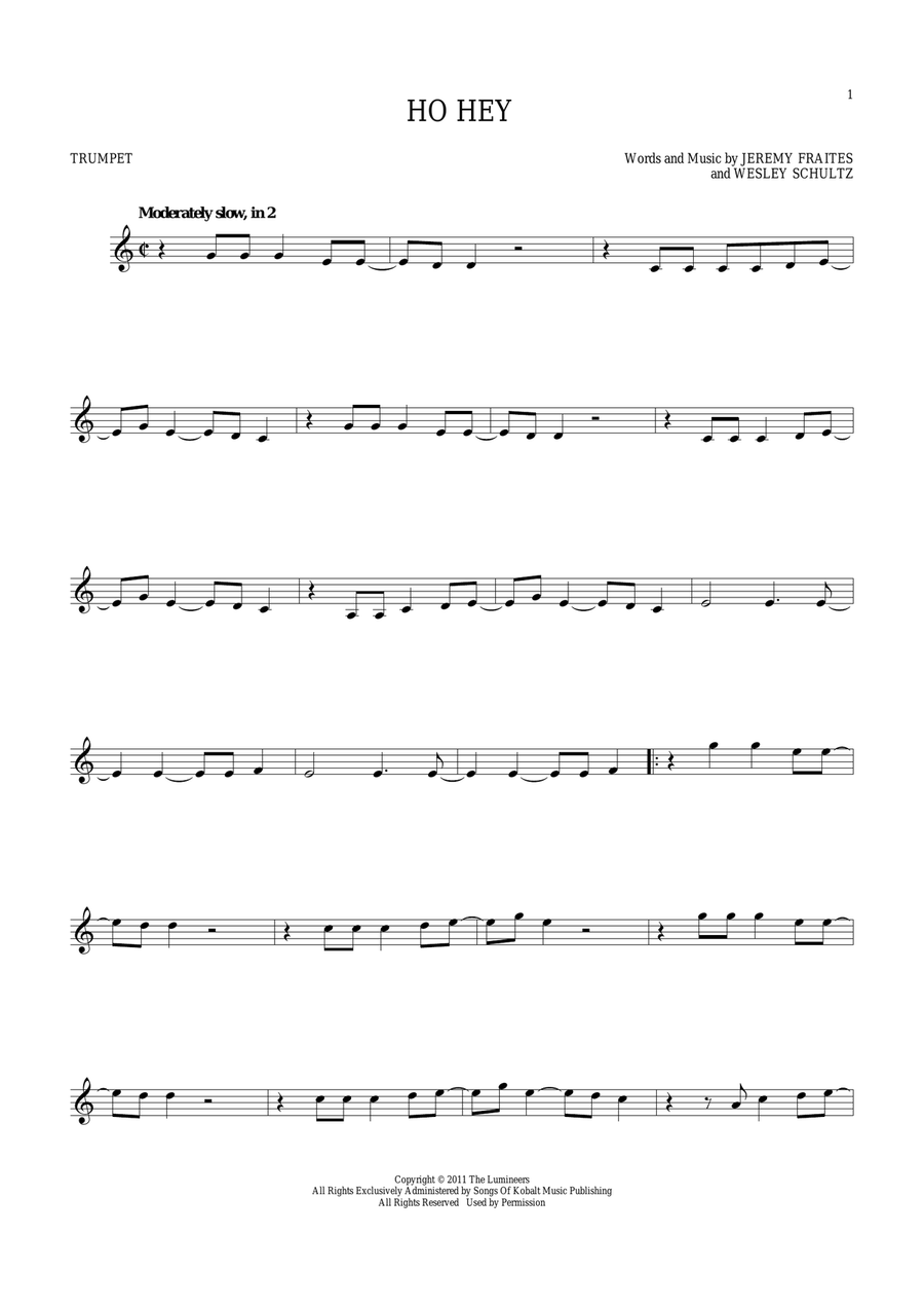 Ho Hey Ho Hey Trumpet Solo scores gallery preview page 1