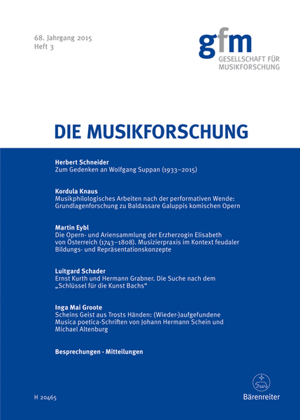 Die Musikforschung, Heft 3/2015
