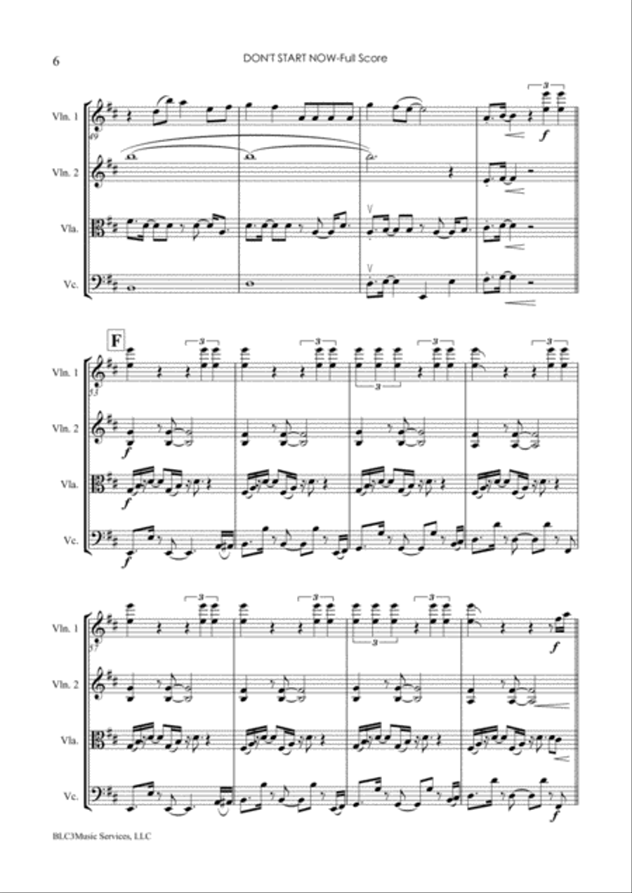 Don't Start Now String Quartet scores gallery preview page 6