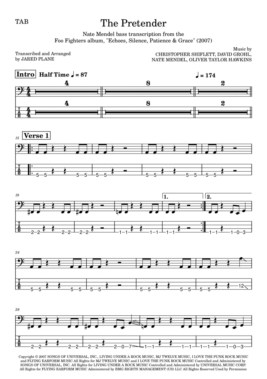 The Pretender The Pretender Guitar Tablature scores gallery preview page 1