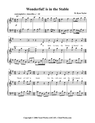 "Wonderful" is in the Stable, a Christmas Carol for SATB Choir and Piano (Original Version)