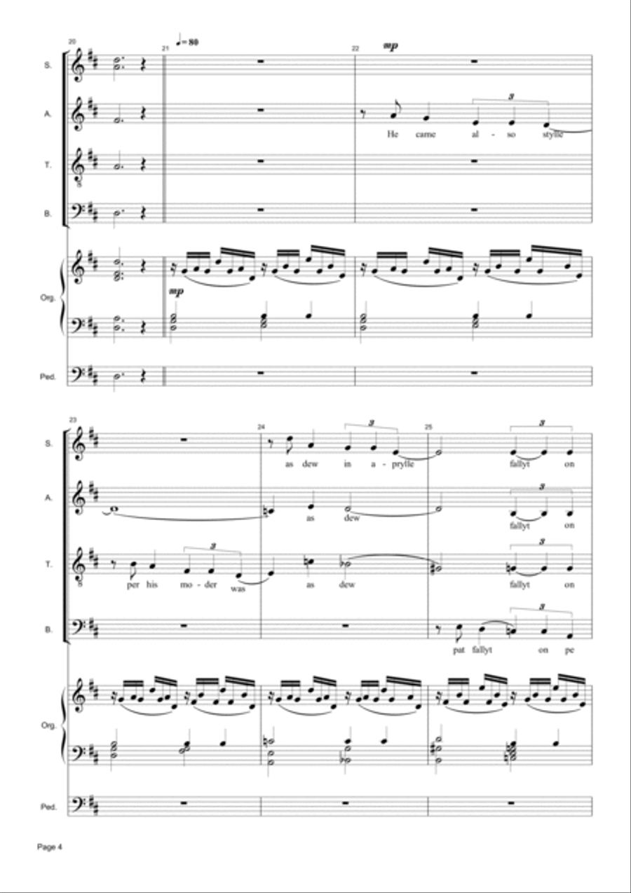 I Syng of a Mayden - A Christmas Carol for SATB Choir and Organ 4-Part scores gallery preview page 4