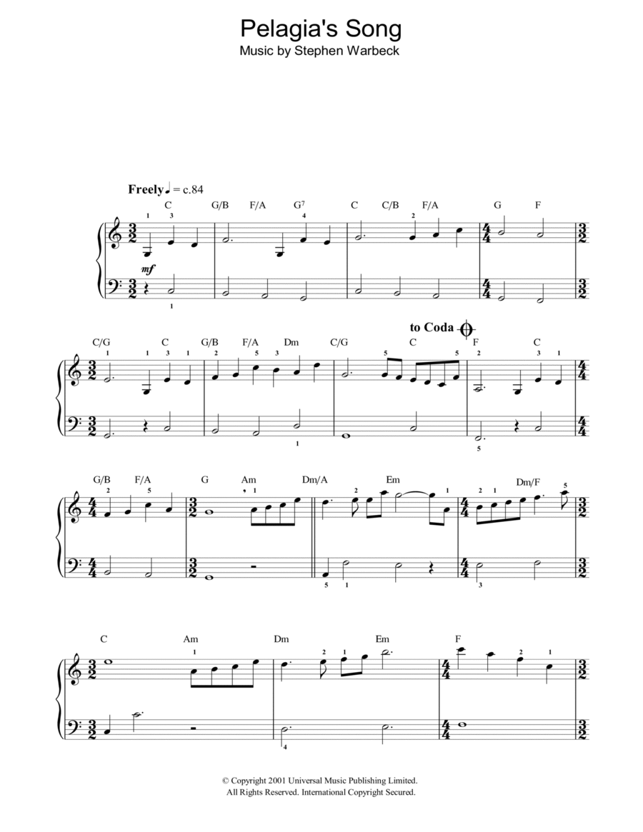 Pelagia's Song (Ricordo Ancor) (from Captain Corelli's Mandolin) Voice scores gallery preview page 1