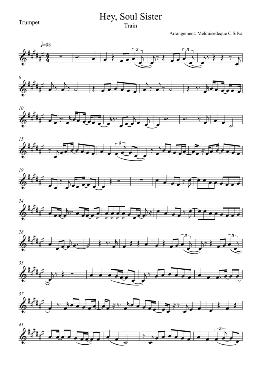 Hey, Soul Sister Trumpet Solo scores gallery preview page 1