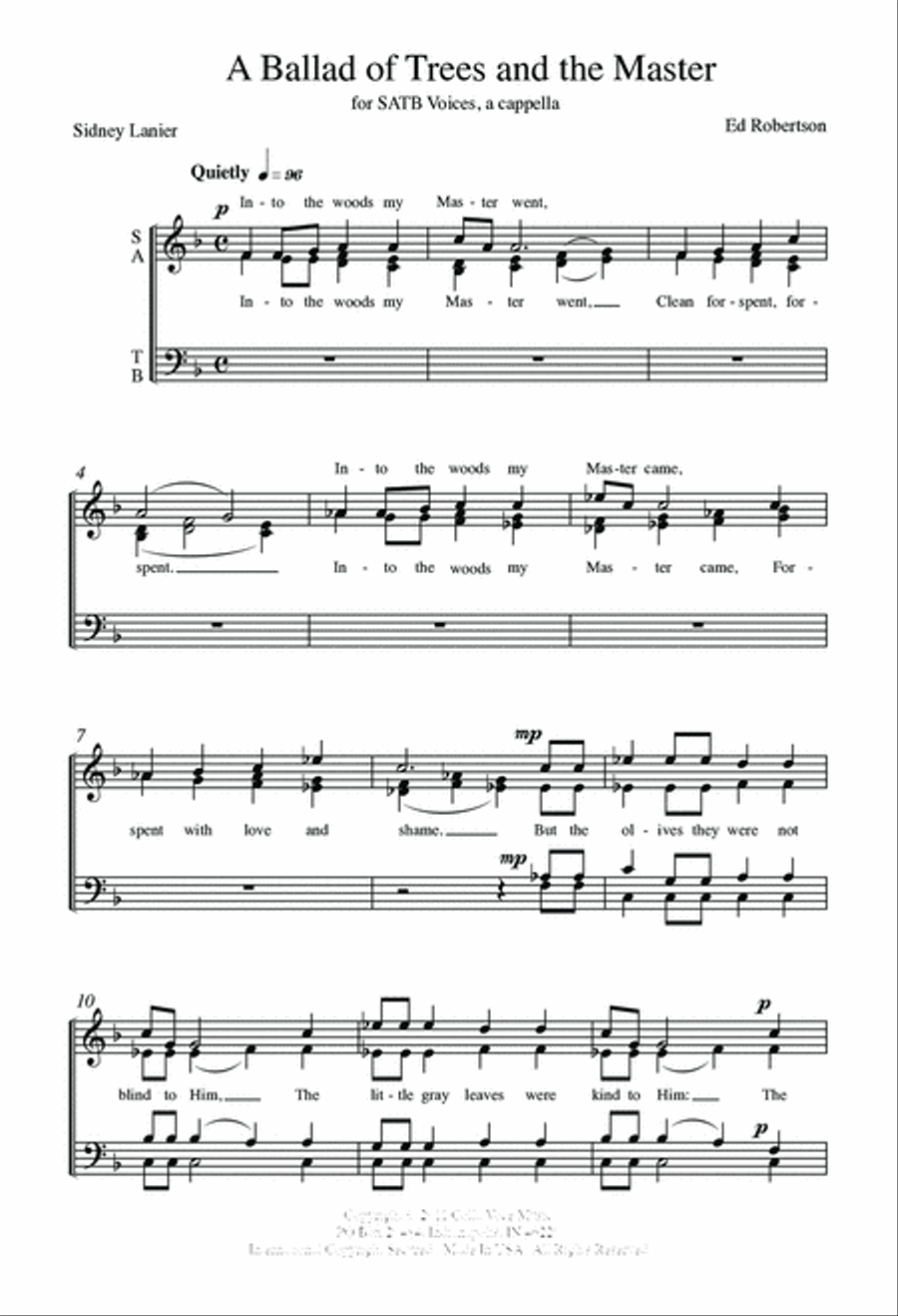 A Ballad of Trees and the Master 4-Part scores gallery preview page 2