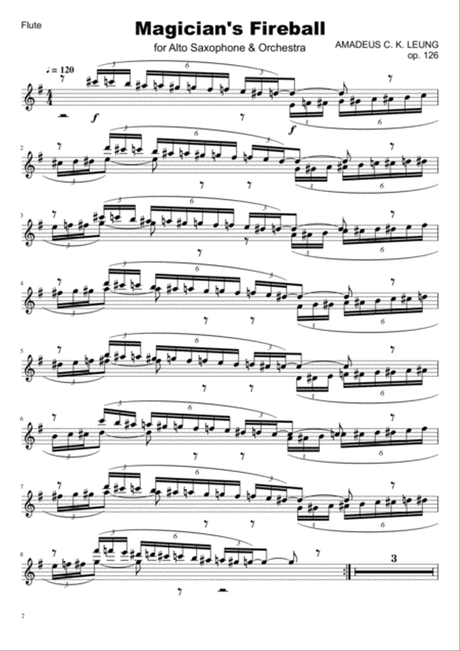 Magician's Fireball for alto saxophone & orchestra (Orchestral Part Scores) Full Orchestra scores gallery preview page 2