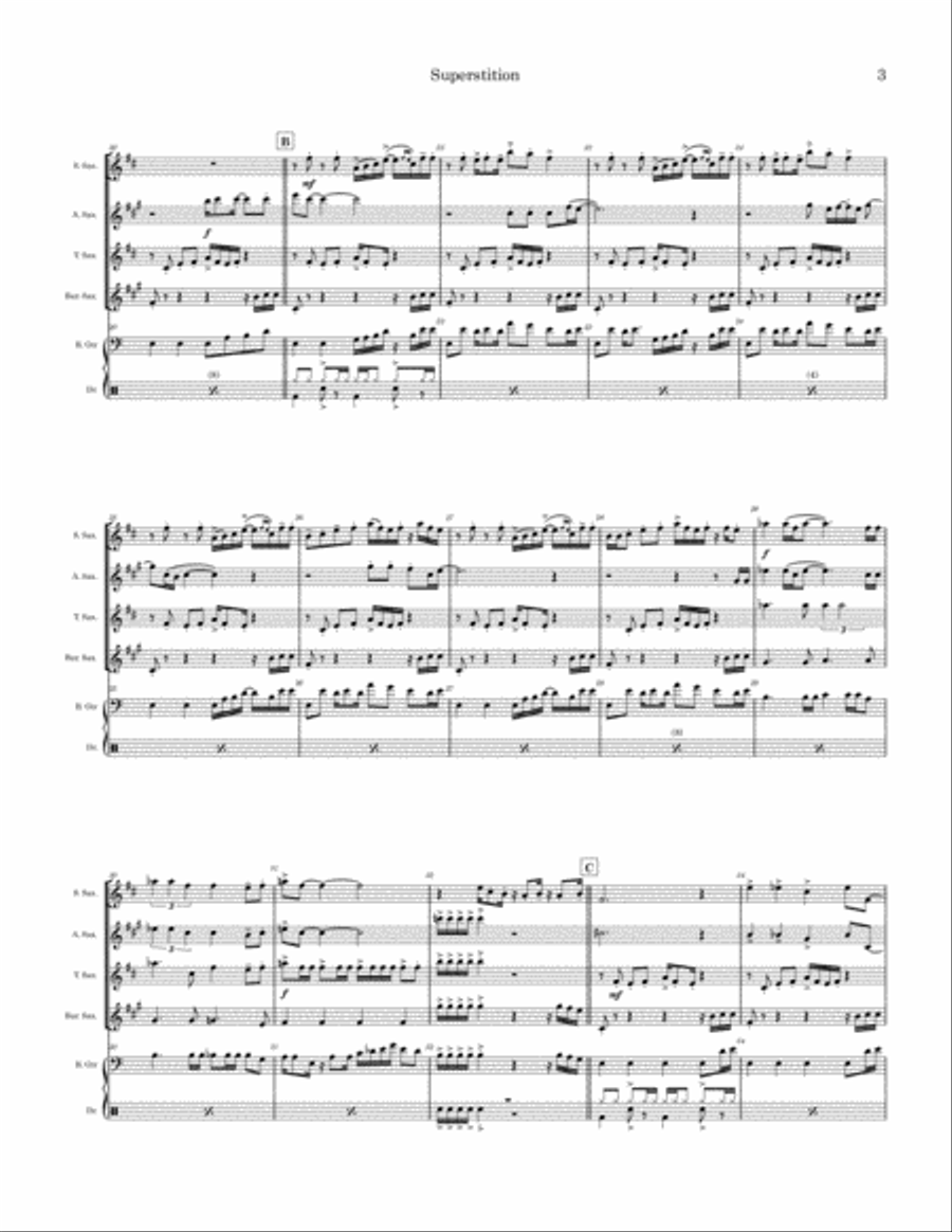 Superstition Saxophone Quartet scores gallery preview page 3