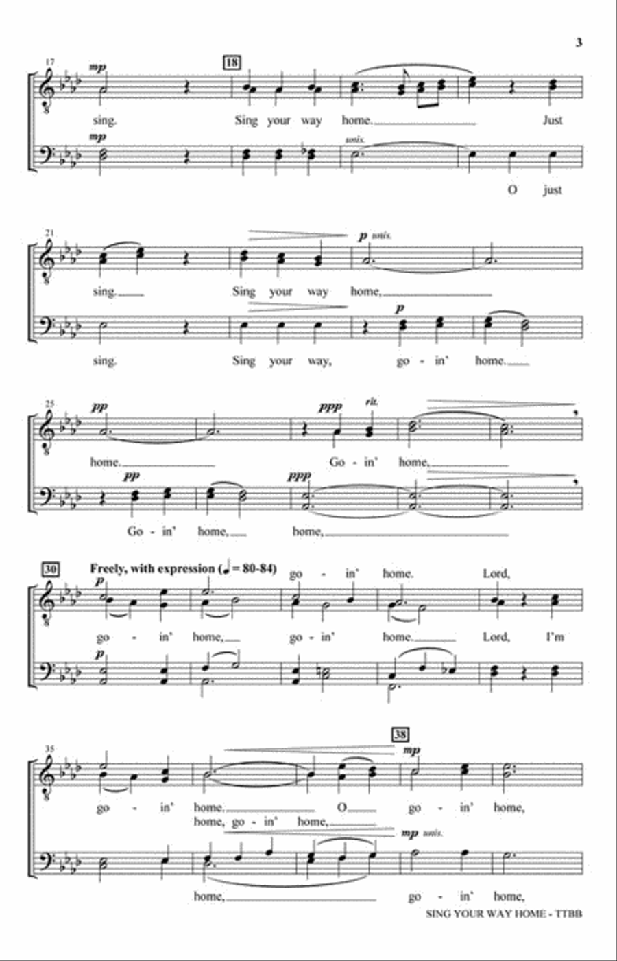 Sing Your Way Home Sing Your Way Home TTBB scores gallery preview page 3