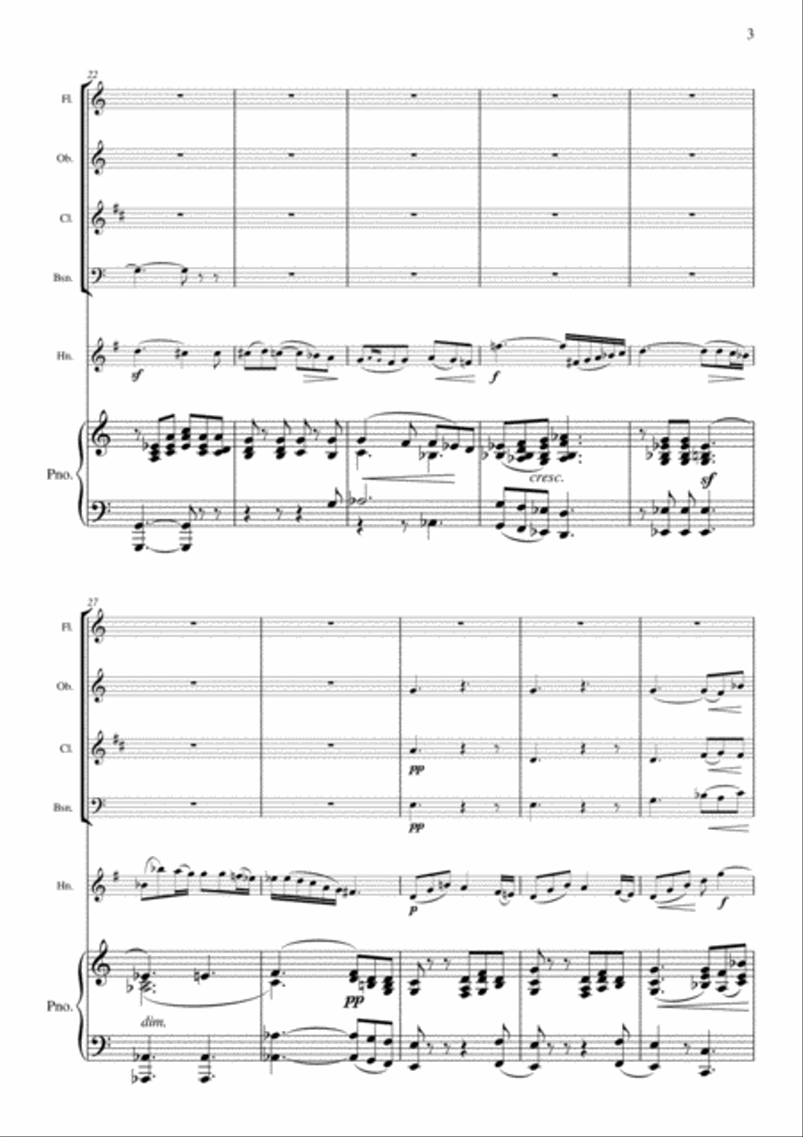 Andante from Mendelssohn’s Violin Concerto // Piano Sextet (with solo French Horn) Chamber Orchestra scores gallery preview page 3