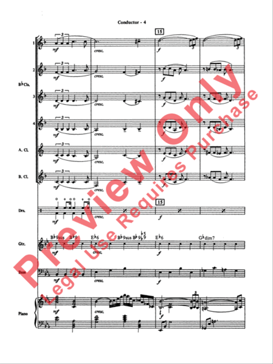 Moonlight Serenade Clarinet Choir scores gallery preview page 5