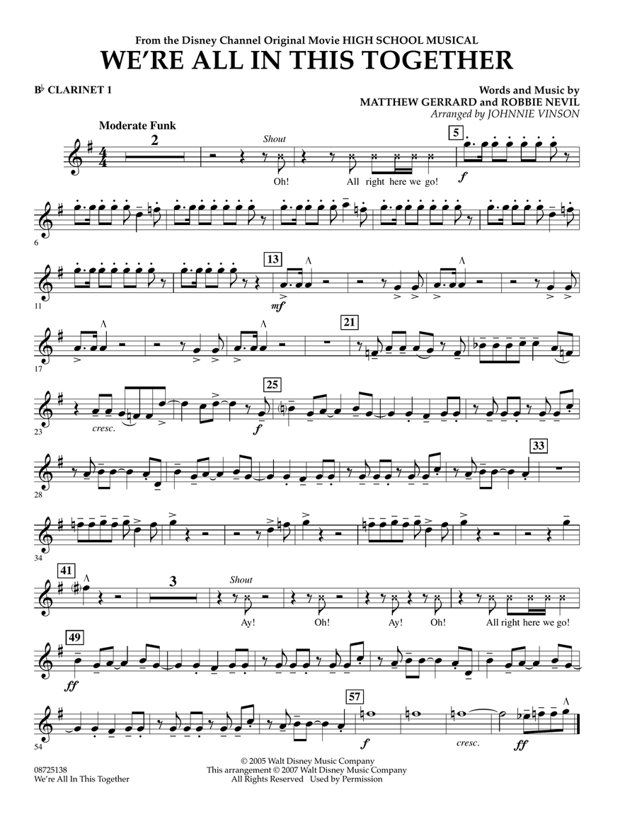 We're All In This Together (from High School Musical) - Bb Clarinet 1 Concert Band scores gallery preview page 1