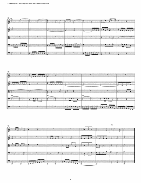 Fugue 01 from Well-Tempered Clavier, Book 2 (String Quintet) image number null