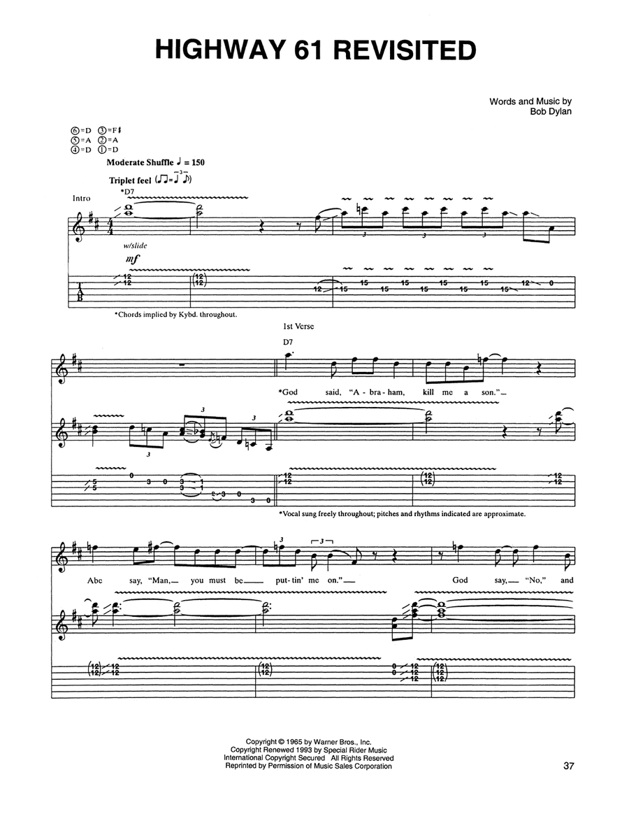 Highway 61 Revisited Acoustic Guitar scores gallery preview page 1