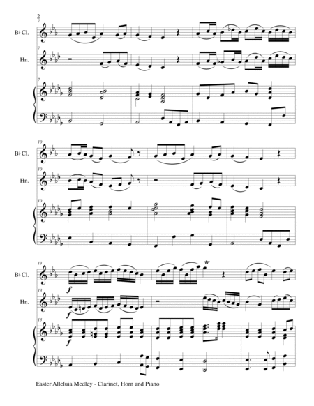 EASTER ALLELUIA MEDLEY (Trio – Bb Clarinet, F Horn/Piano) Score and Parts image number null