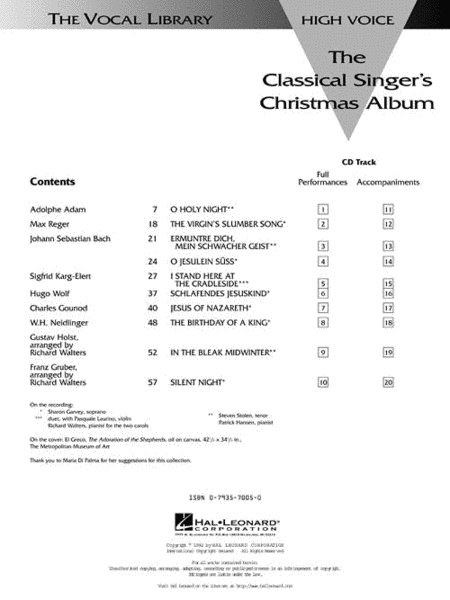 The Classical Singer's Christmas Album image number null