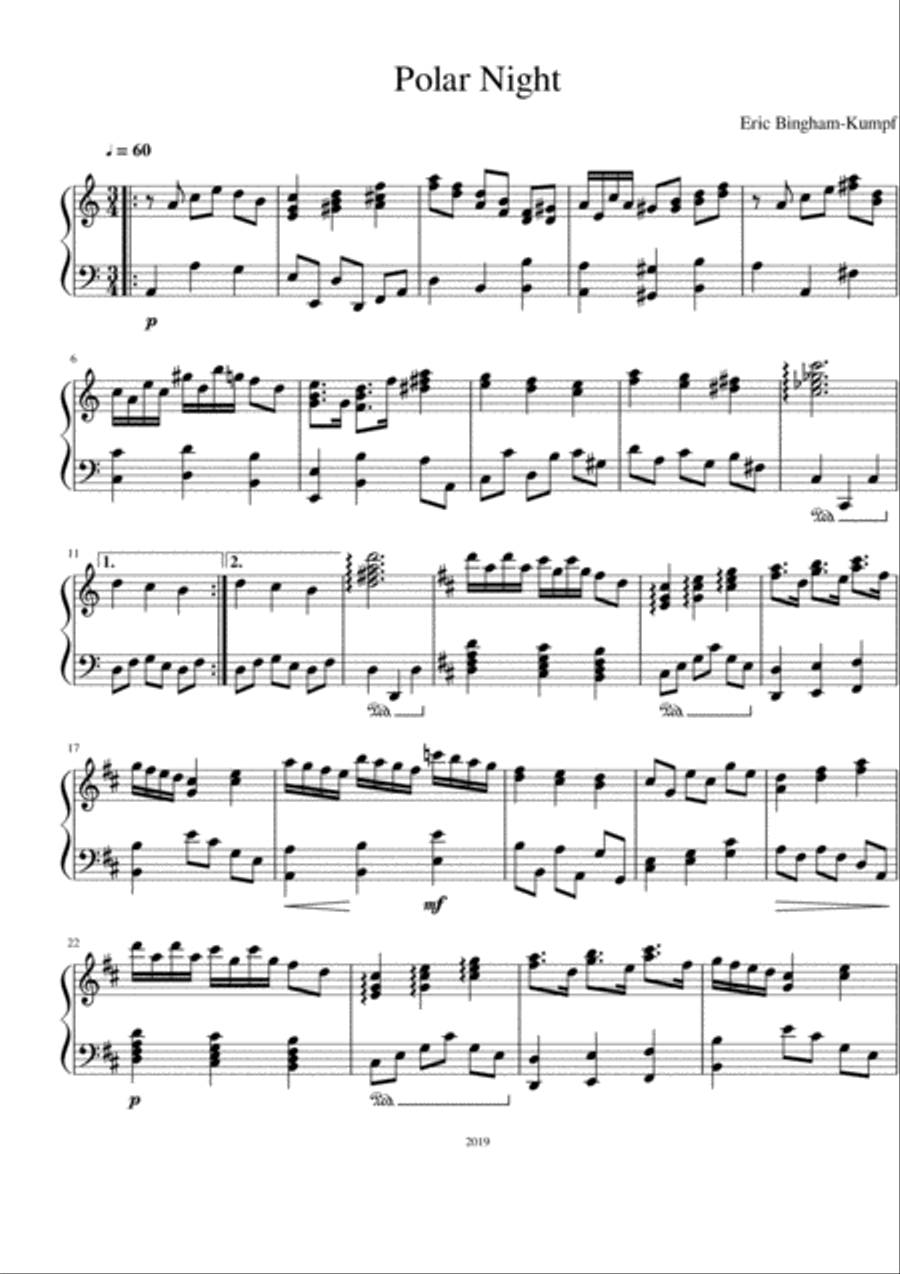 Polar Night Piano Solo scores gallery preview page 1