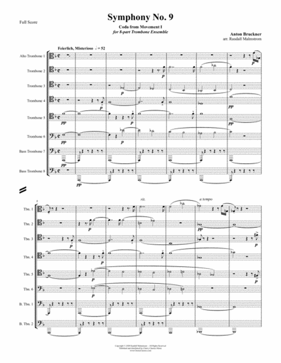 Symphony No. 9, coda from movement I for 8-part Trombone Ensemble image number null