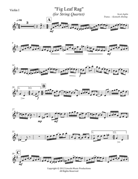 Joplin - “Fig Leaf Rag” (for String Quartet) image number null