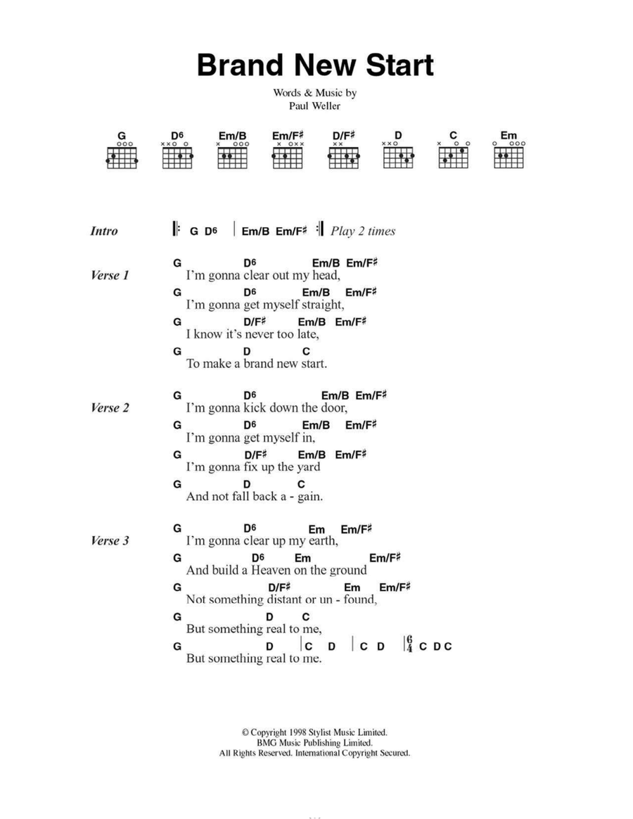 Brand New Start Easy Guitar scores gallery preview page 1